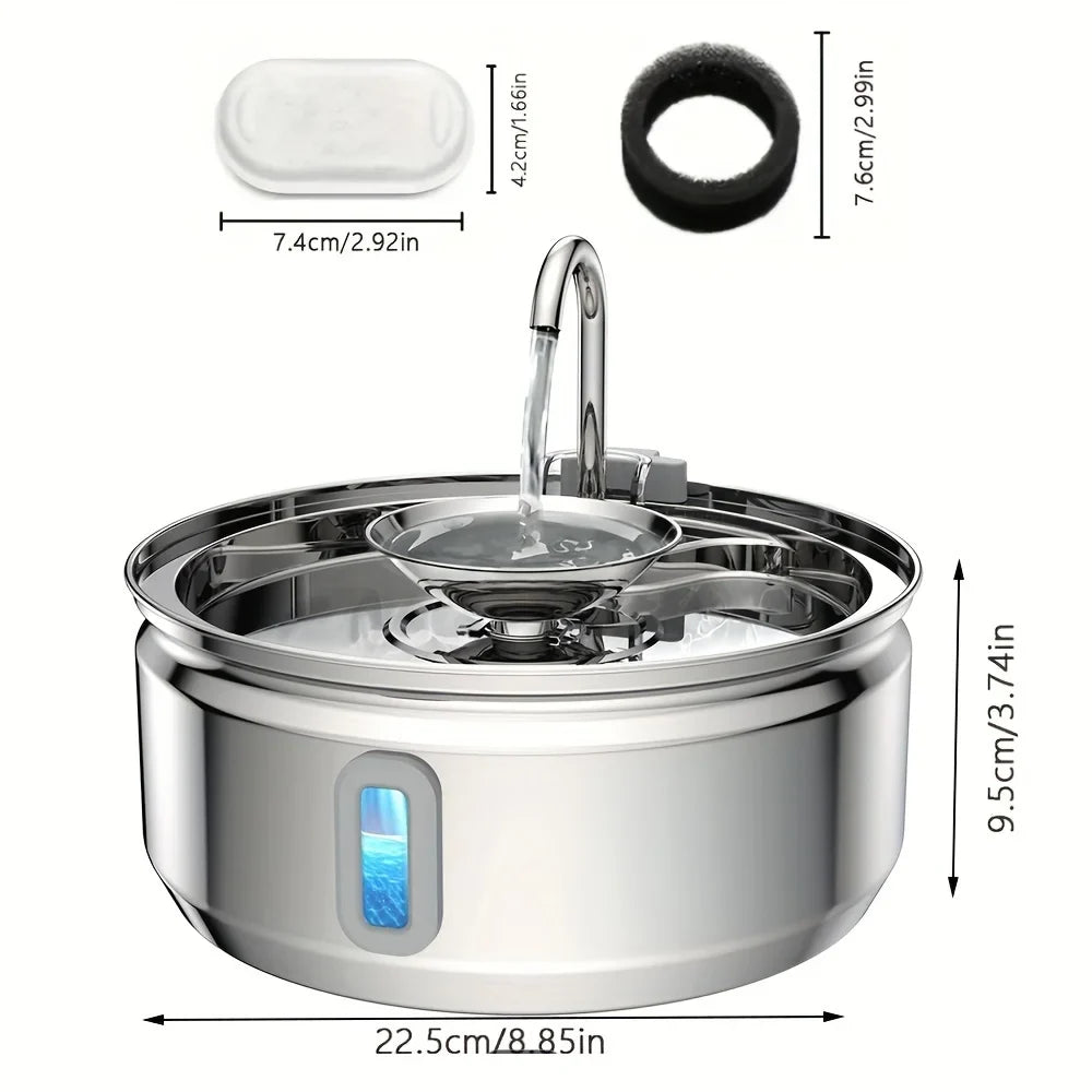 3L Stainless Steel Faucet Cat Fountain Visible Water Level Cats Water Fountain Ultra Quiet Pump Automatic Pet Fountain Bowl - Majestic Pet Kingdom