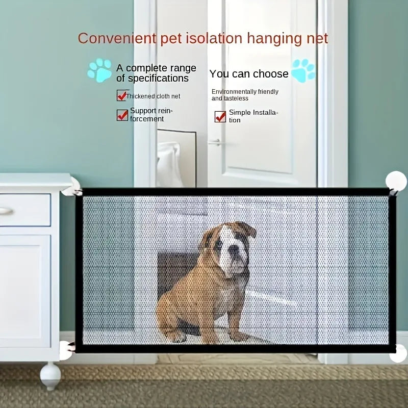 Pet Dog Barrier Fences with 4pcs Hook Pet Isolated Network Stairs Gate New Folding Breathable Mesh Playpen for Dog Safety Fence - Majestic Pet Kingdom