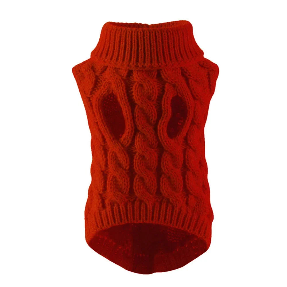 Classic Solid Knit Dog Sweater | Warm Winter Pullover for Small Breeds