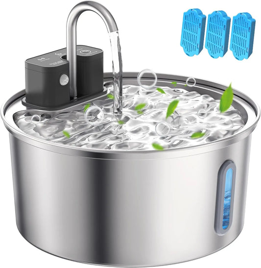 3L Stainless Steel Wireless Recharging Sensor Pet Cat Water Fountain | Majestic Pet Kingdom™