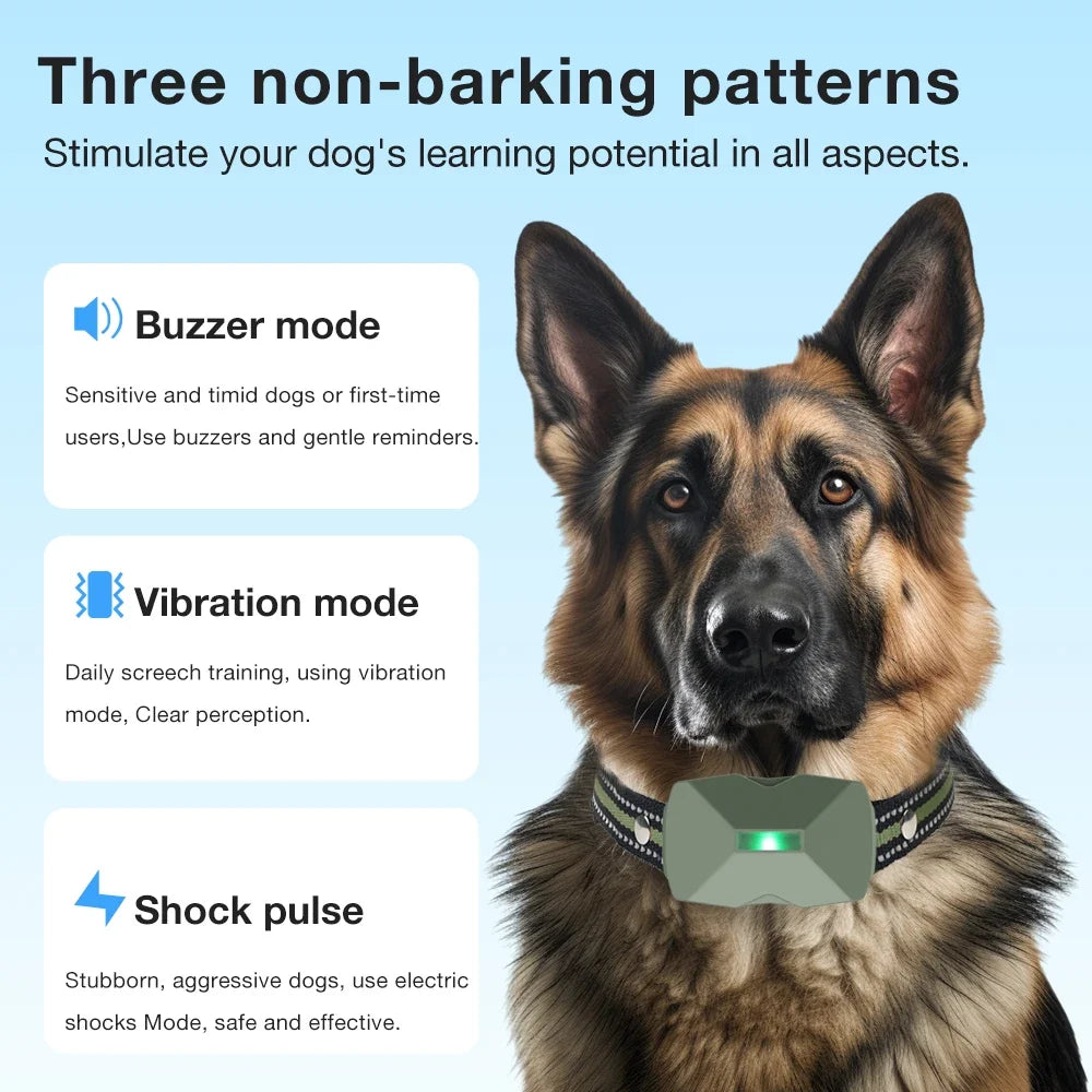 Dog Training Collar Anti Bark Dog Collar Waterproof Rechargeable Pet Remote Control Collar For Electric Shock Vibration Sound