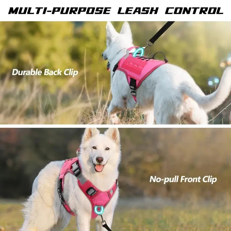Adjustable No-Pull Tactical Dog Harness with Handle for Large Dogs - Reflective Military Vest for Labrador Retriever, Siberian H - Orange | Purrfect Pet Kingdom