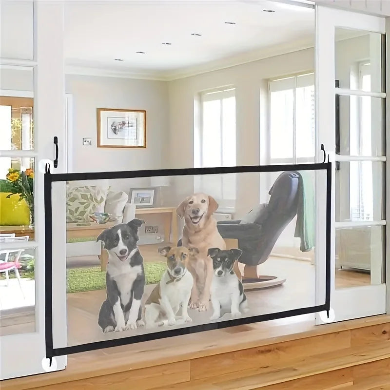 Pet Dog Barrier Fences with 4pcs Hook Pet Isolated Network Stairs Gate New Folding Breathable Mesh Playpen for Dog Safety Fence - Majestic Pet Kingdom