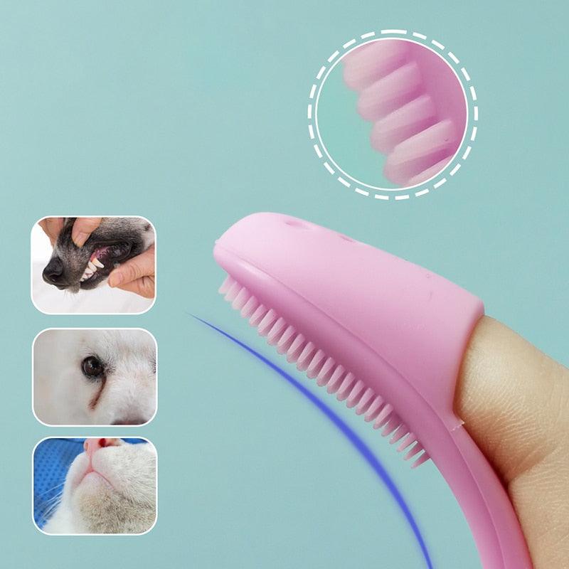 Pet Dental Brush Long Handle Silicone Toothbrush Eye Cleaner