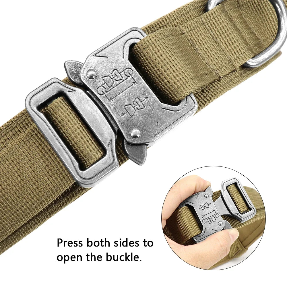Military Tactical Dog Collar Nylon Dogs Collars Durable Pet Training Necklace Adjustable For Medium Large Dogs French Bulldog - black | Purrfect Pet Kingdom