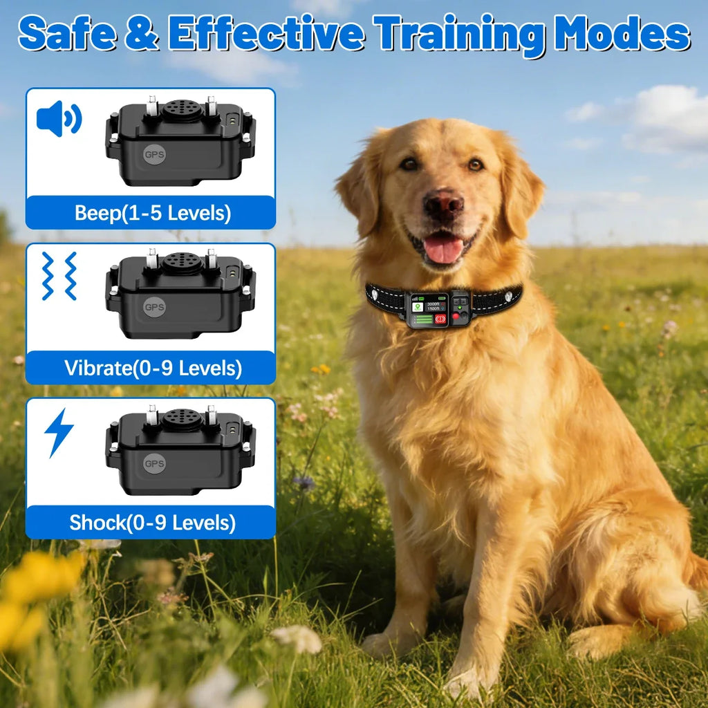 GPS Dog Fence Collar IP67 Waterproof Shock Containment System
