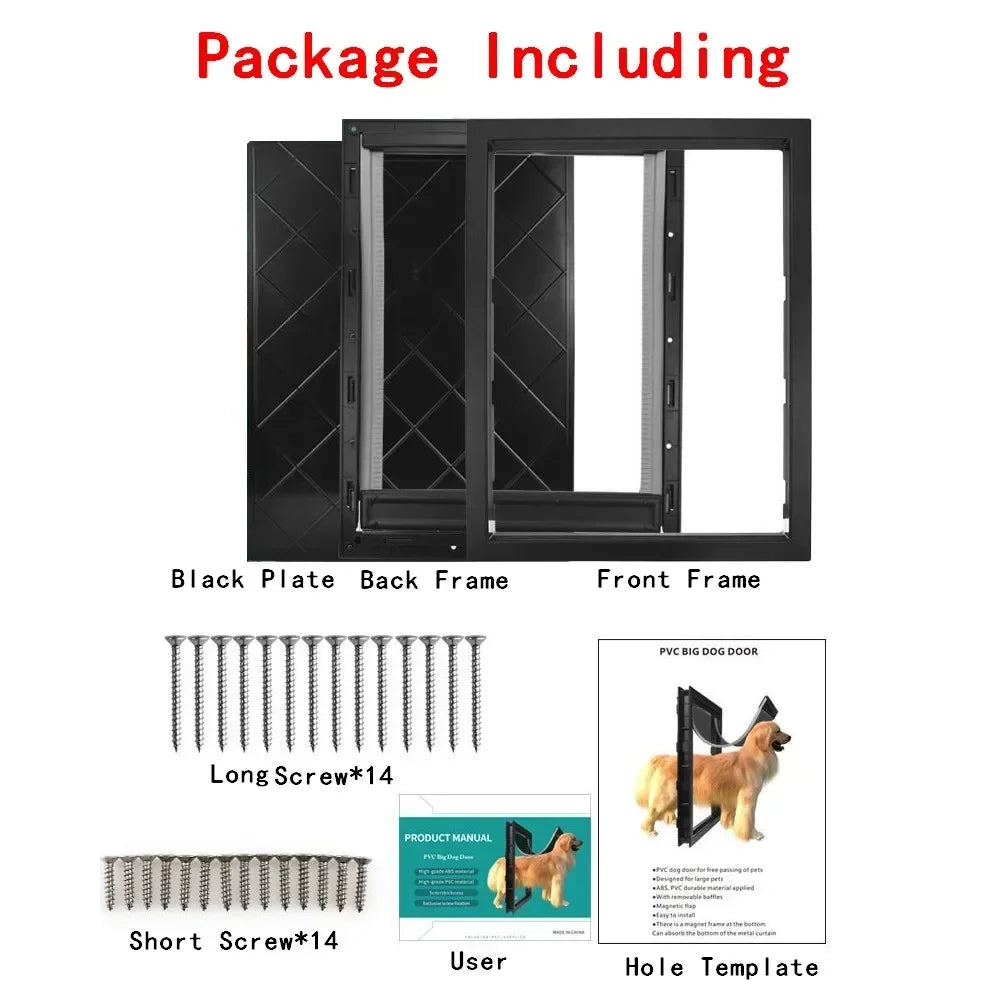 PVC Large Pet Door Magnet Automatic Closing Door Bothway Security Accessory for Big Dog Gate Dog Fences With Baffle Pet Supplies - Majestic Pet Kingdom
