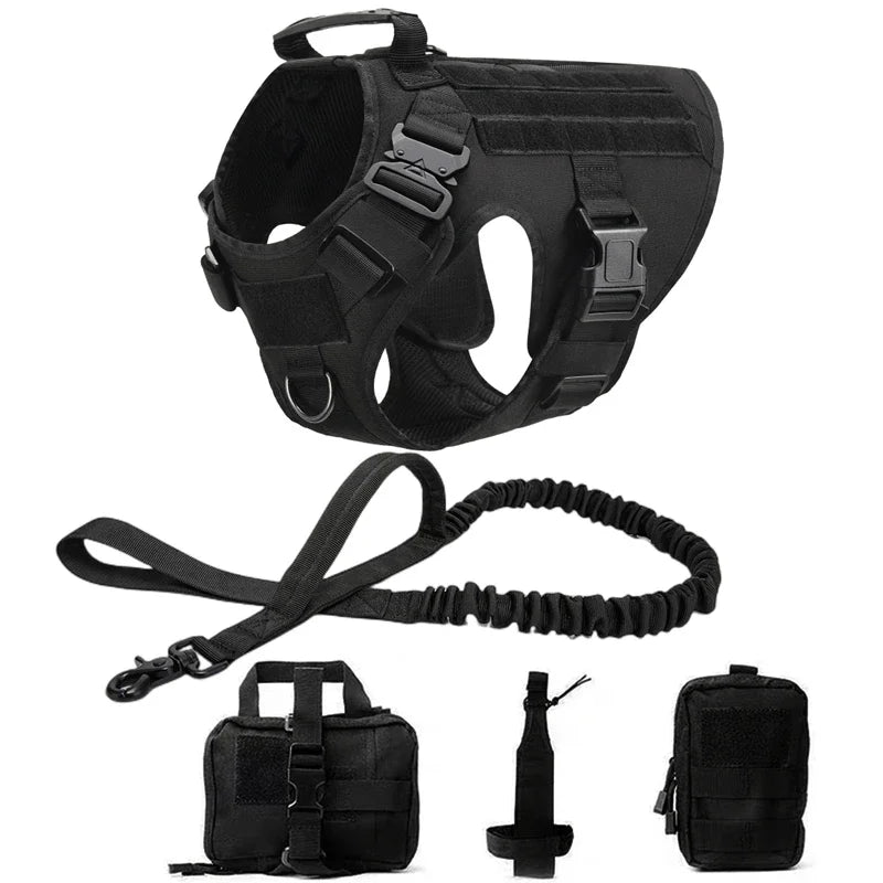 CANBOUN Tactical Military Vest Pet German Shepherd Golden Retriever Tactical Training Dog Harness And Leash Set For All Breeds D - CP 5 piece set | Purrfect Pet Kingdom