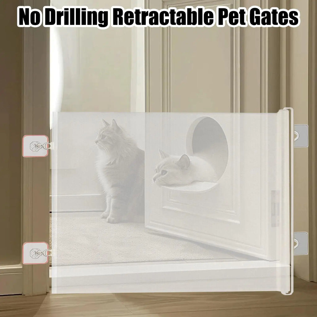 Retractable Pet Gate Dog Retractable Gate Dog Gate Indoor Adjustable Fence Barrier No Drilling Child Safety Screen Cat Baffle - Majestic Pet Kingdom