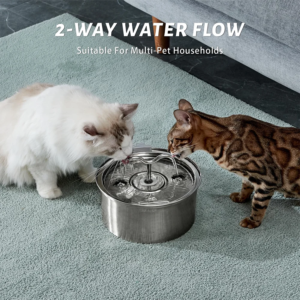 Majestic Pet Kingdom - 3L Cat Water Fountain Stainless Steel Pet Water Fountain with Automatic Water Fountain for Cats Inside Dog Fountain Dispenser View 6