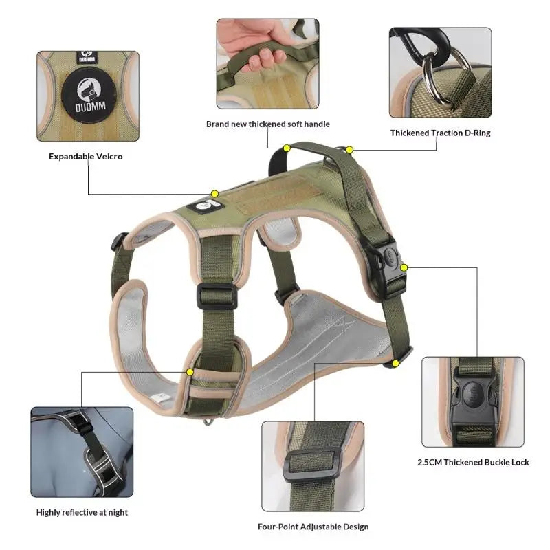 Dog Harness Reflective Midium Large Dogs Tactical Vest Adjustable Harness Oxford Cloth Vest Training Hound Pet Accessoires - D | Purrfect Pet Kingdom