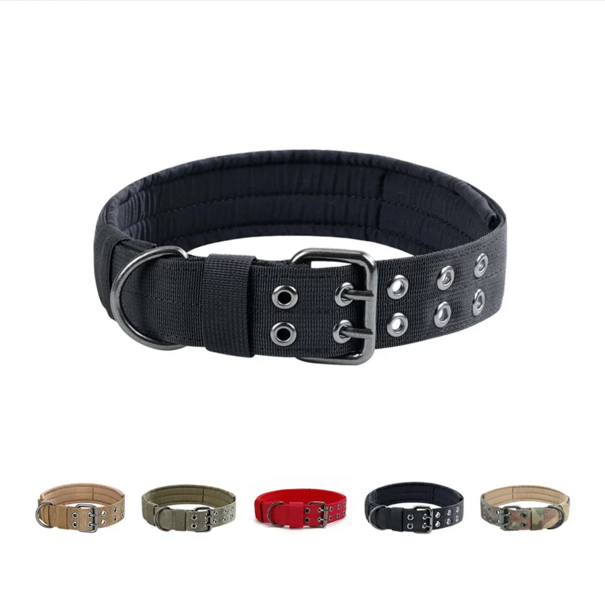 Adjustable Pet Tactical Dog Collar Durable Double Buckle German Shepherd Training Leash and Collar Large Medium Dogs Accessories - Army Green collar | Purrfect Pet Kingdom