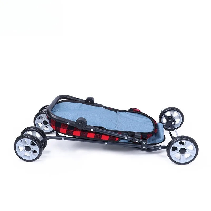 Folding Pet Stroller Cabin with Top Mesh Doo for Dogs and Cats Shock Absorber Swivel Front Wheel,Rear Wheel with Foot Brakes
