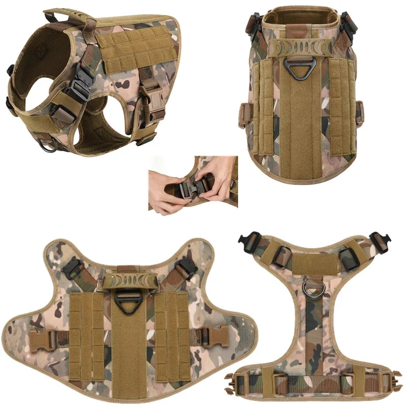 Tactical Military Vest Pet German Shepherd Golden Retriever Tactical  Training Dog Harness and Leash Set For All Breeds Dogs - Black 4 piece set | Purrfect Pet Kingdom