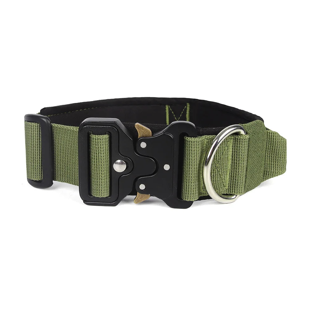 Padded Tactical Dog Collar Heavy Duty, Soft Neoprene Adjustable Nylon with Metal Buckle for Large Medium Dogs - blue | Purrfect Pet Kingdom