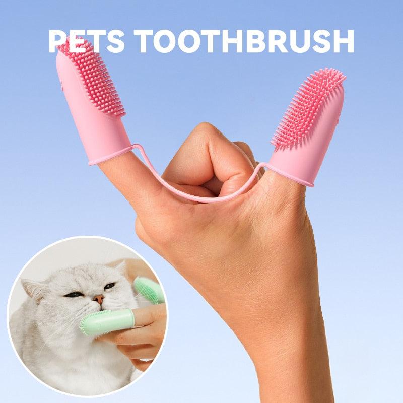 Dog Toothbrush Finger Brush Soft Silicone Dental Cleaning Kit - Main Feature View | Majestic Pet Kingdom