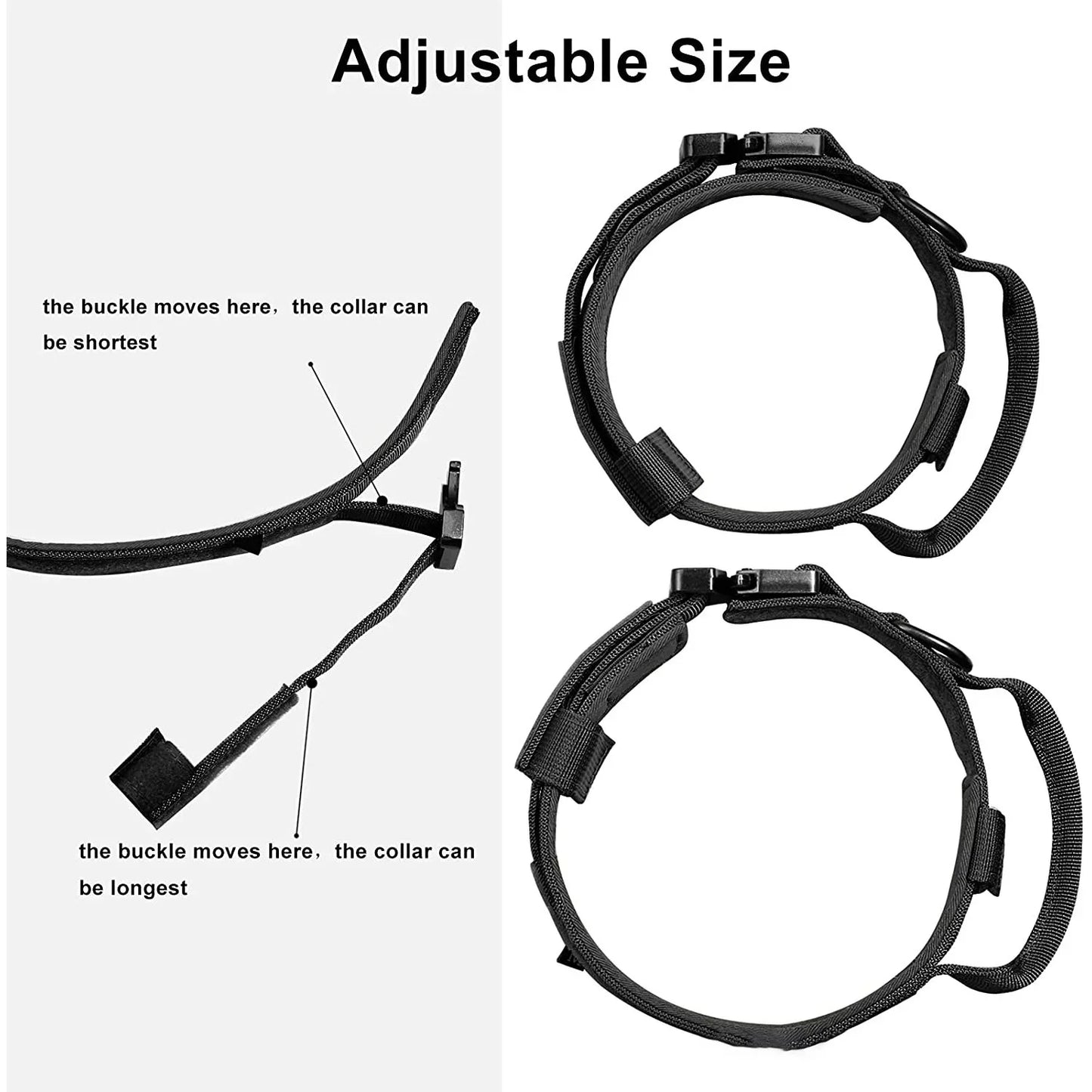 Tactical Dog Collar Adjustable Military Nylon Dog Collar with Control Handle Heavy Duty Metal Buckle for Medium Large Dogs - brown | Purrfect Pet Kingdom