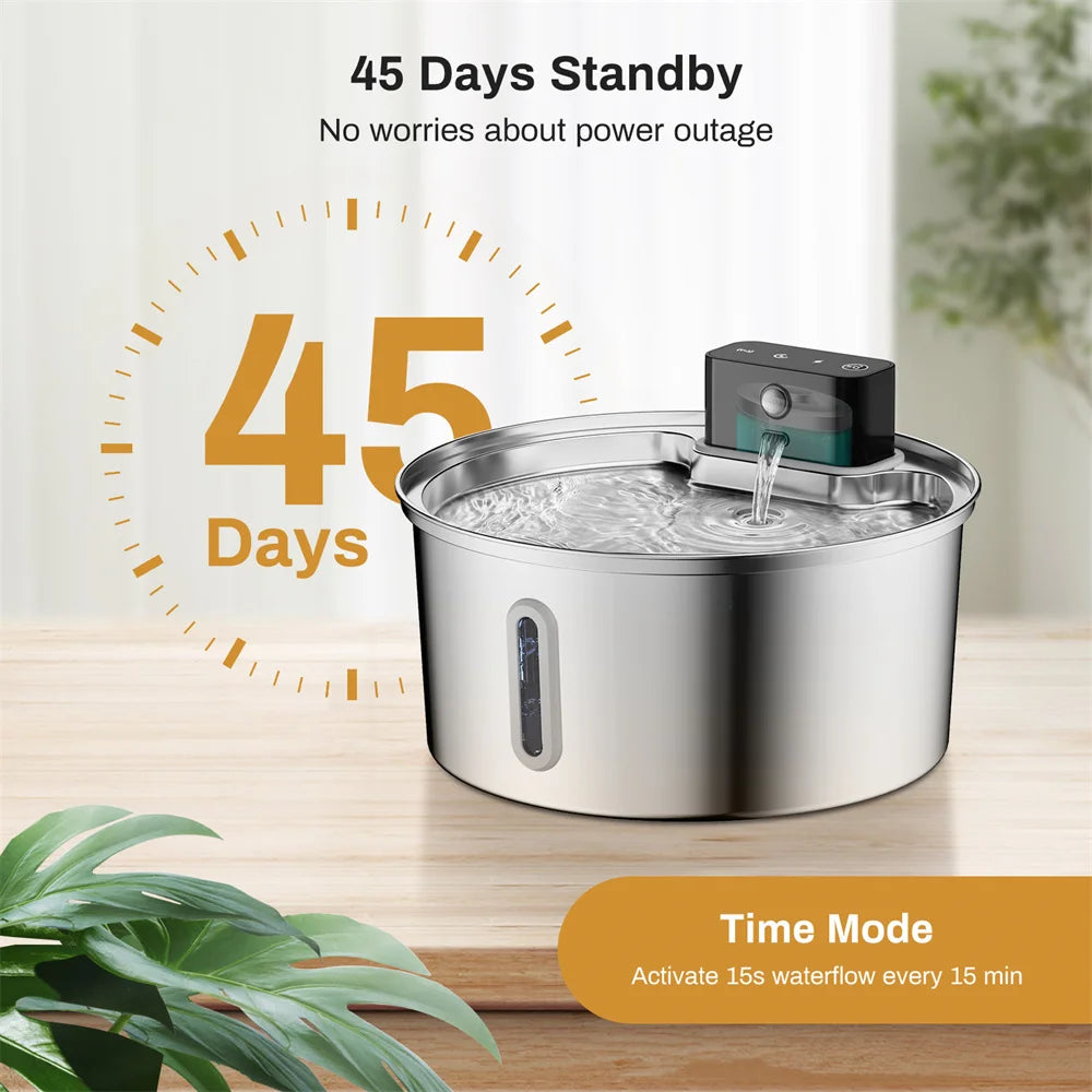 Majestic Pet Kingdom - 3L 5V USB Stainless Steel Wireless Recharging Sensor Auto Cat Water Drinking Fountain For Cats Dog Drinker Pet Dispenser Bowl View 6