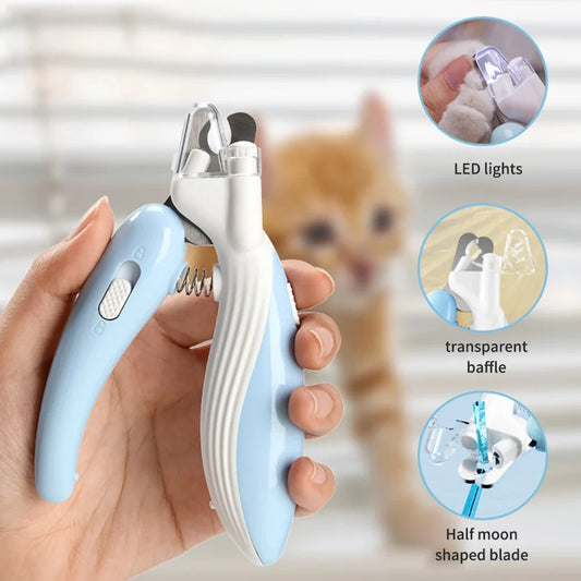 1PC Cat Led Nail Clippers With Lights - Anti-Blood-Splatter Pet Nail Scissors For Kittens - Dog Lighted Nail Clippers | Purrfect Pet Kingdom