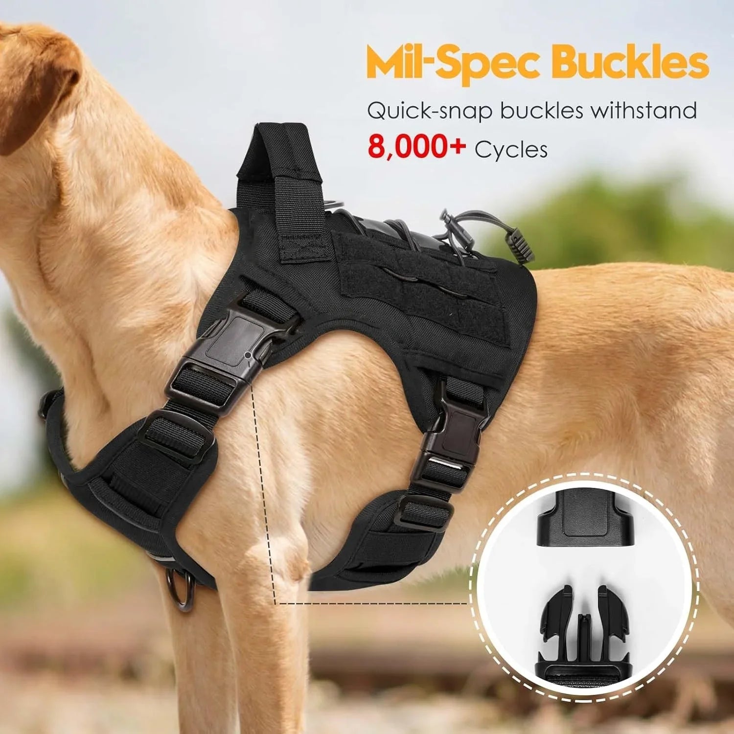 Tactical Dog Collar Adjustable Dog Harness for Medium & Large Breeds Vest Pet with Anti-Pull Design Portable Pet Harness for Dog - Dark Khaki | Purrfect Pet Kingdom