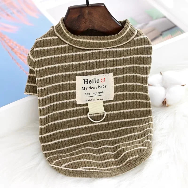 Summer Clothes for Dog and Cat, Striped T-Shirt, Cute Clothes for Puppy, Chihuahua, Bichon, French Bulldog, Girl - Majestic Pet Kingdom