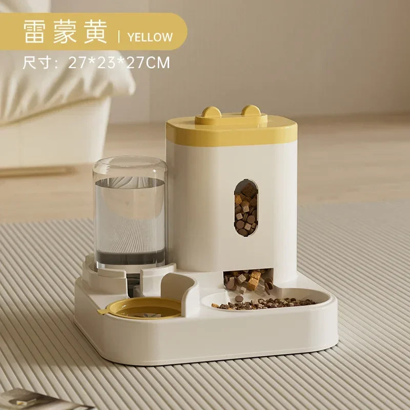 Automatic Pet Feeder Dog Cat Food Bowl Water Fountain Storage