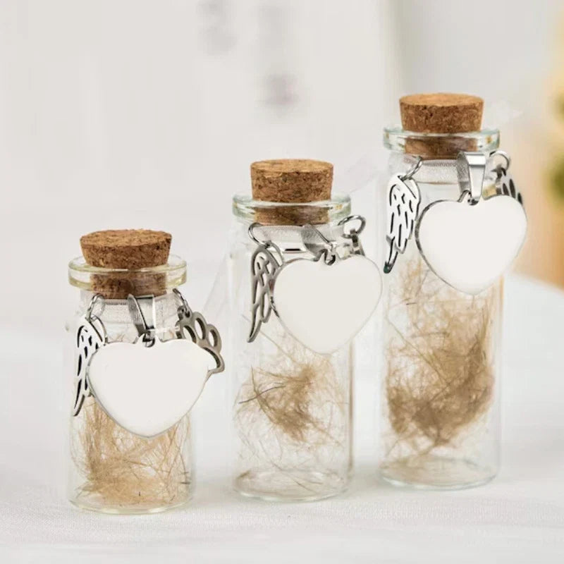 Pet Memorial Bottle for Pet Hair | Dog Cat Fur Keepsake Storage with 3 Silver Accessories