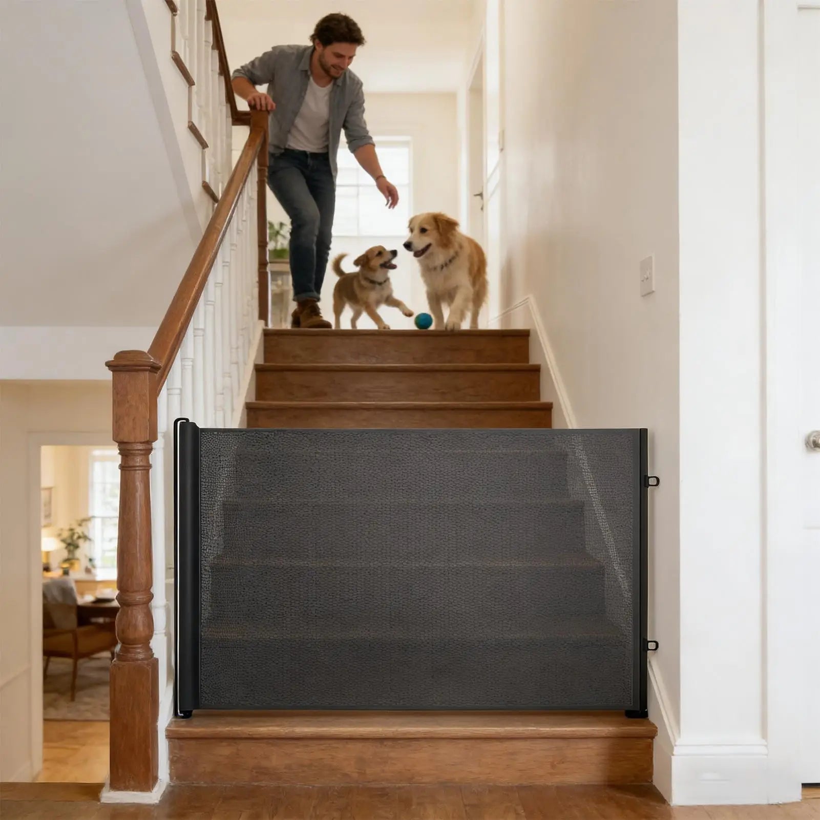 Dog Gate No Drilling Retractable Small Fence Dog Stairway Safety Barrier Enclosure for Outdoor Indoor Hallway Staircase Porch - Majestic Pet Kingdom