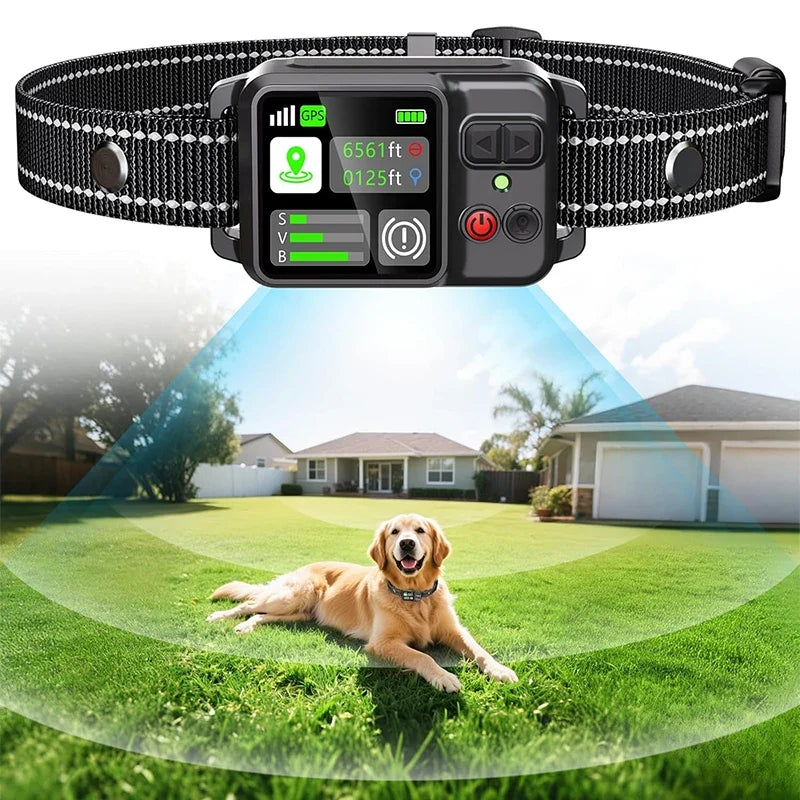 GPS Dog Fence Wireless Bark Collar Electric Shock Trainer