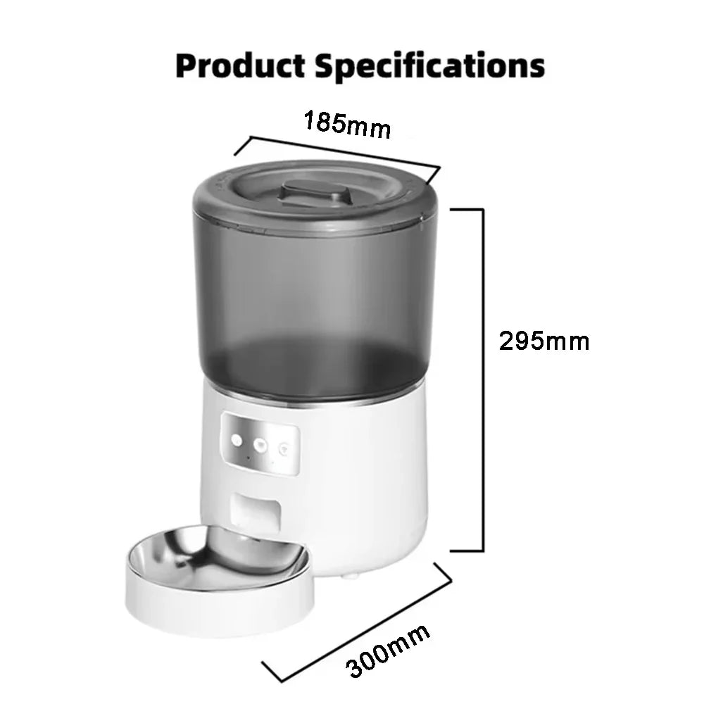 Automatic Pet Feeder 4L Capacity Smart Timer Tuya Control Food Dispenser with Stainless Steel Bowl Dogs Cats Feeding Supplies - Majestic Pet Kingdom
