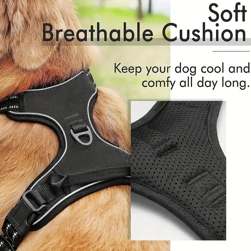 Service Dog Harness Front Clip Heavy Duty Reflective Easy Control Handle for Large Dog Walking，Easy to Control for Small Medium - Majestic Pet Kingdom