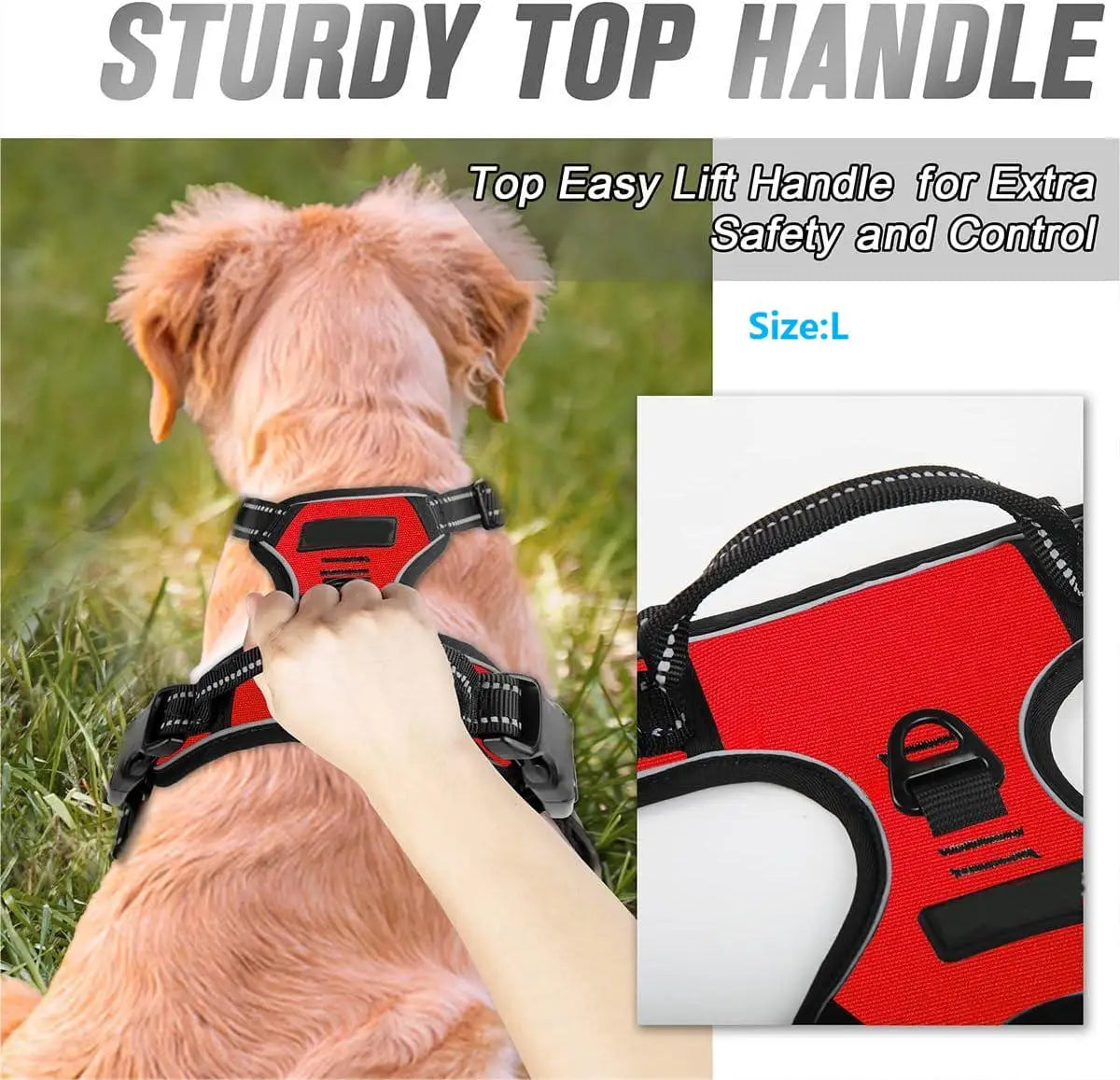 No Pull Dog Harness Front Clip Heavy Duty Reflective Easy Control Handle for Large Dog Walking - Majestic Pet Kingdom