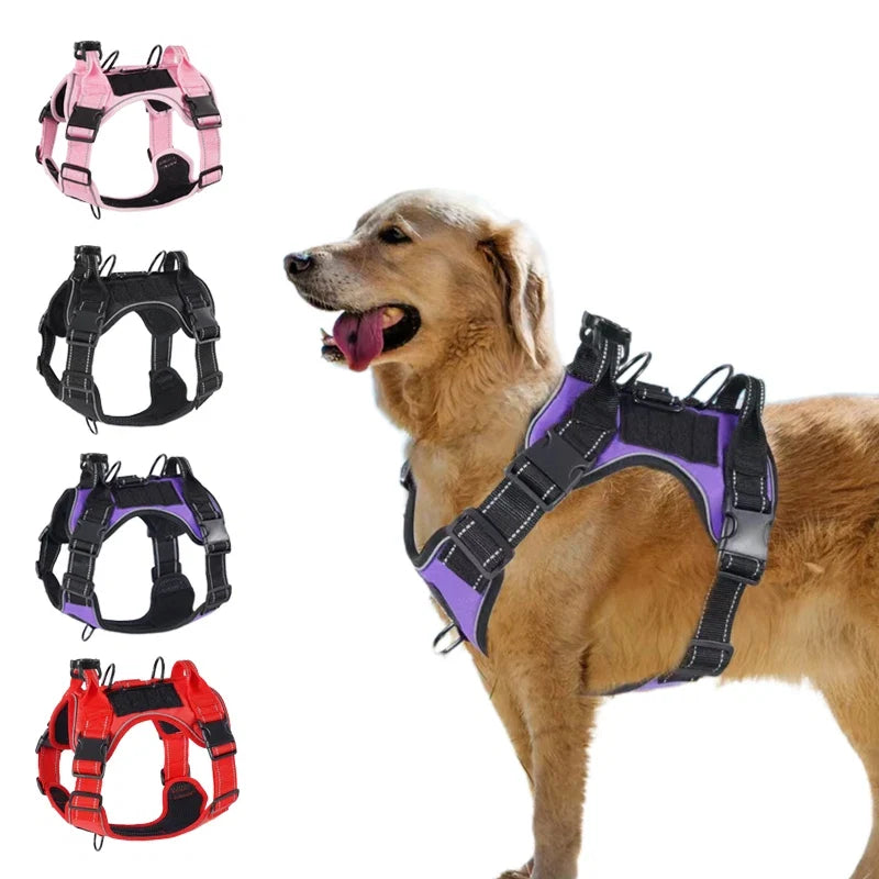 No Pull Dog Harness with Locator Silicone Protective Cover Anti slip Adjustable Pet Chest Harness for Medium & Large Dogs - Majestic Pet Kingdom