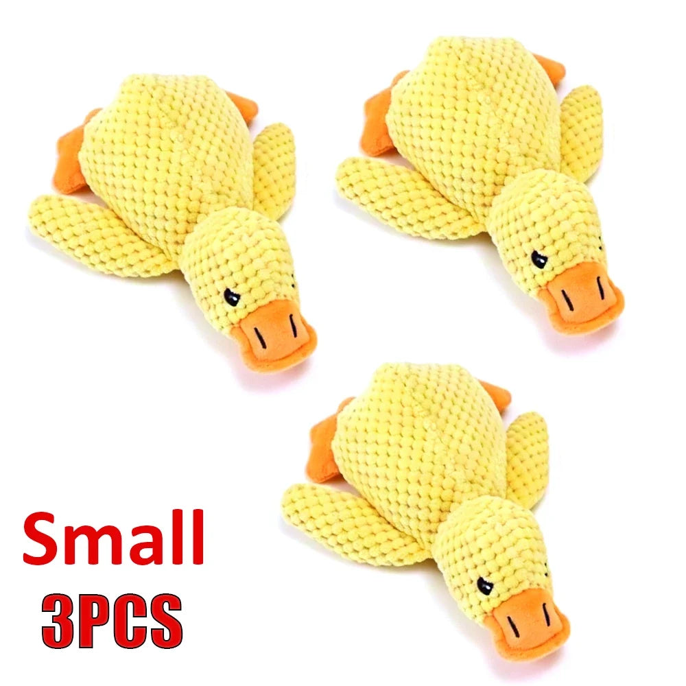 Majestic Pet Kingdom - 1/3pcs Yellow Duck Dog Toy Chew Resistant Interactive Pet Plush Toy with Quacking Sound For Aggressive Dog Grinding Teeth View 7