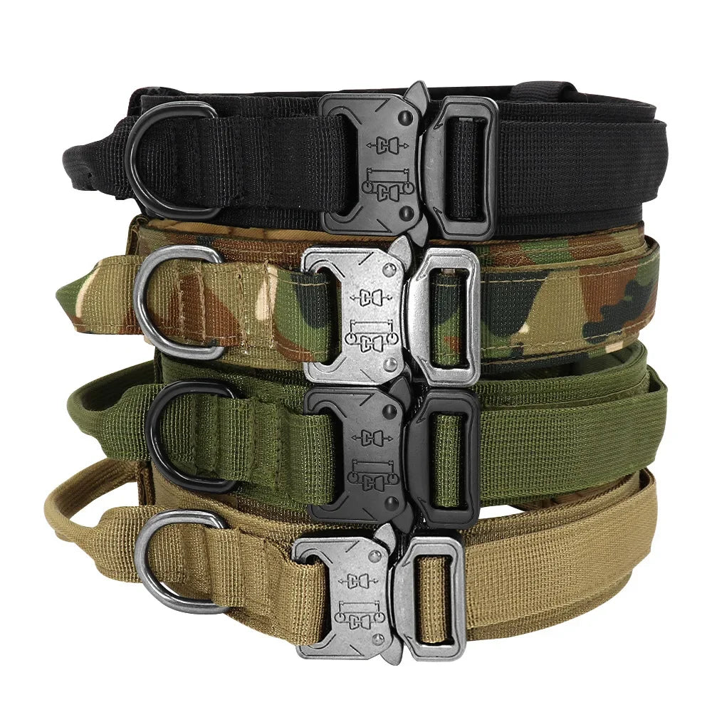 actical Dog Collar  Adjustable Military Training Nylon Dog Collar with  Heavy Metal Buckle for Medium and Large Dogs - Brown | Purrfect Pet Kingdom