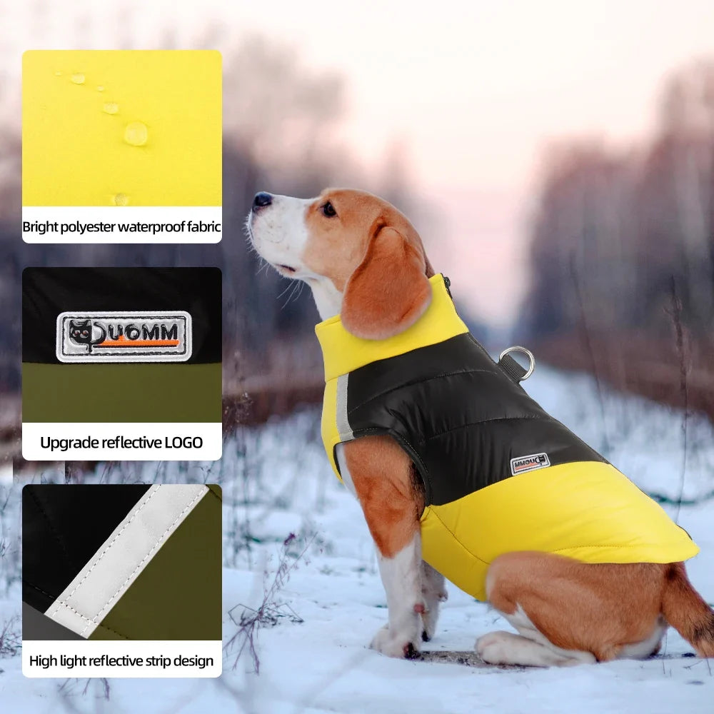 Winter Clothes for Dogs Warm Clothing Labrador Cotton Coat Harnesses Pet Products Clothes for Small Large Dog Reflective Stripe - Majestic Pet Kingdom