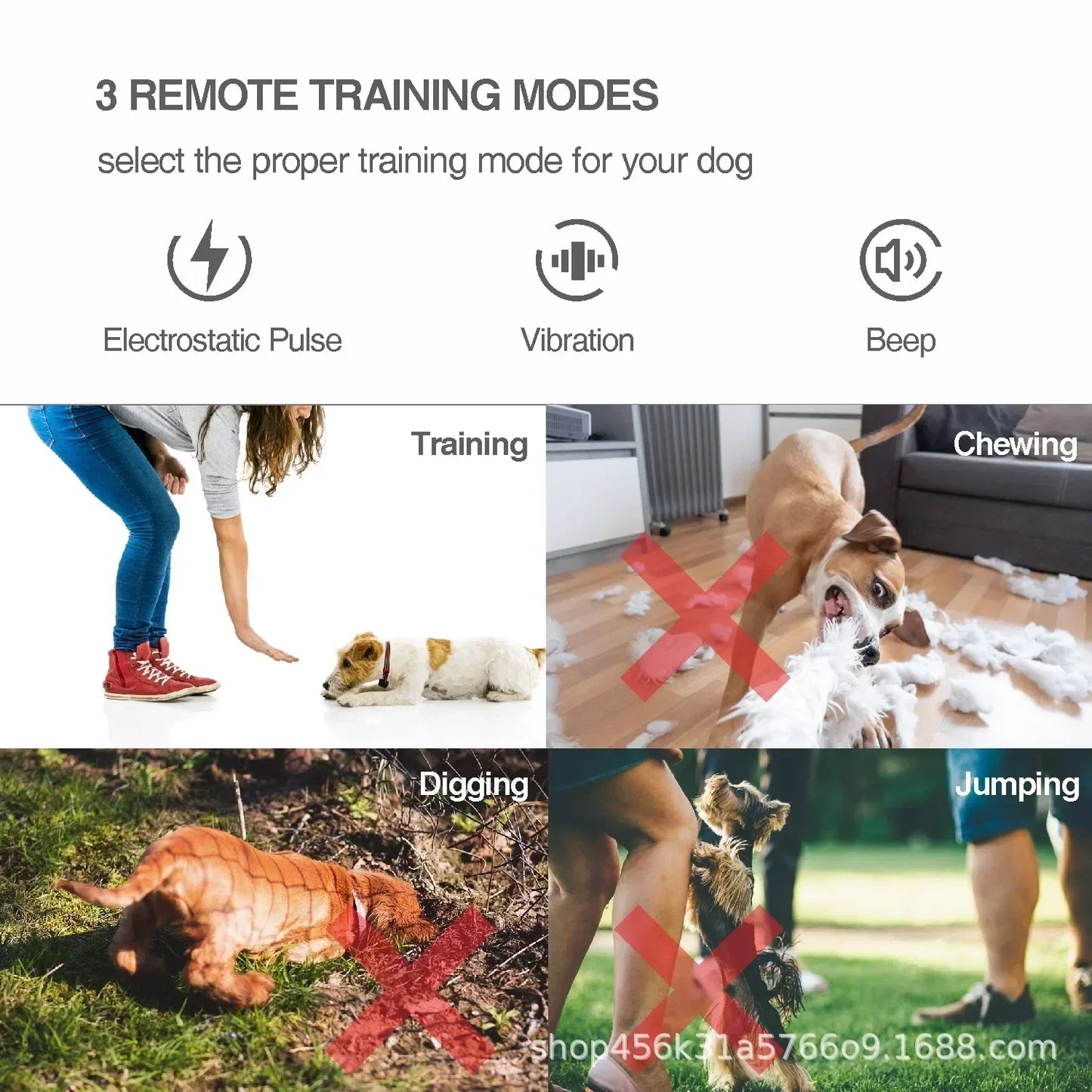 CC-PetPulse Electric Dog Training Device Remote Control Automatic Bark Stopper Collar Anti Bark Dog Collar Beep Alarm Waterproof