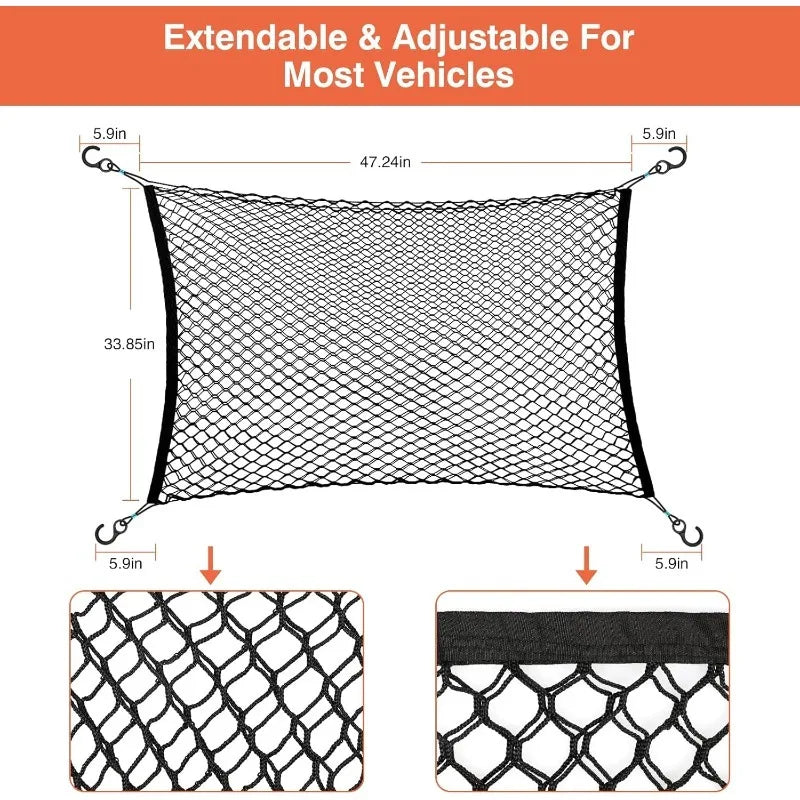 120X90CM Car Trunk Fence Pet Dog Isolation Protective Net Durable Elastic Isolation Double Layer Nets Safety Fence for Any Car | Purrfect Pet Kingdom