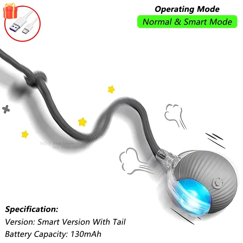 iLMH 1/2 PCS Cat Interactive Ball Toy Automatic Rolling Ball Faux Tail Rechargeable Smart Pet Electric Toy Pet Toy Imitate Mouse - Majestic Pet Kingdom