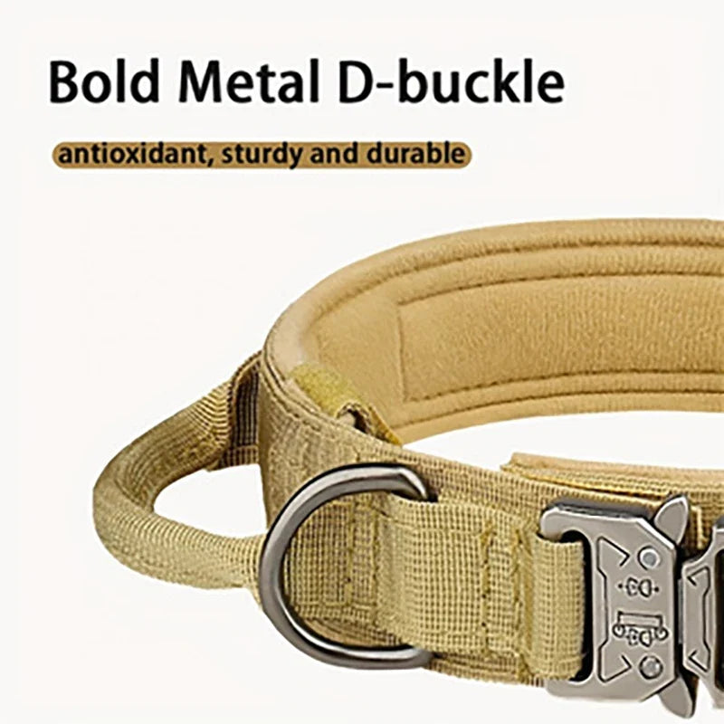 Tactical Dog Collar Adjustable Military Nylon Dog Collar with Control Handle and Heavy Duty Metal Buckle for Medium & Large Dog - M | Purrfect Pet Kingdom