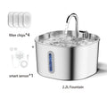 2.2L Automatic Cat Water Fountain Square Stainless Steel Pet Water Feeder Dog Water Fountain with Window（No 5V 1A Plug）
