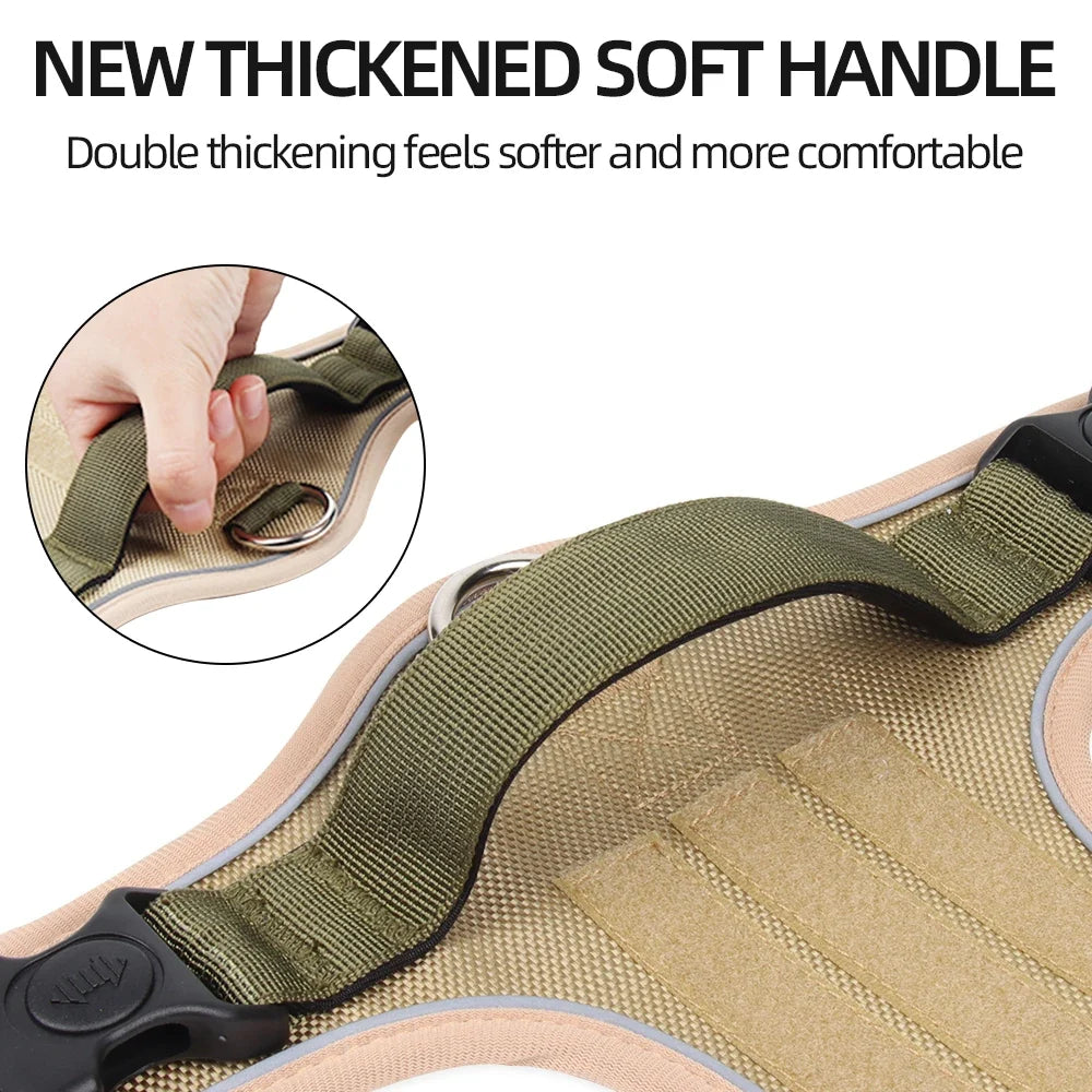 Tactical No-Pull Dog Harness Reflective Heavy Duty Oxford Cloth Waterproof Medium Large Breed Outdoor Walking Pet Vest Harness - lake blue | Purrfect Pet Kingdom
