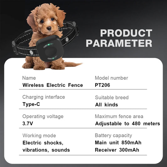 New480M Dog Wireless Electric Fence Electric Shock Vibration Sound 3 Modes Color Screen Display Dog Training Collar Pet Supplies | Purrfect Pet Kingdom