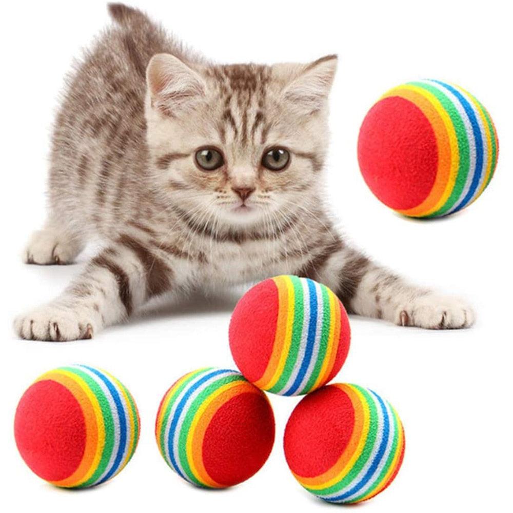 Cat Toy Balls 10-Pack Rainbow Foam Quiet Chase Activity Toys
