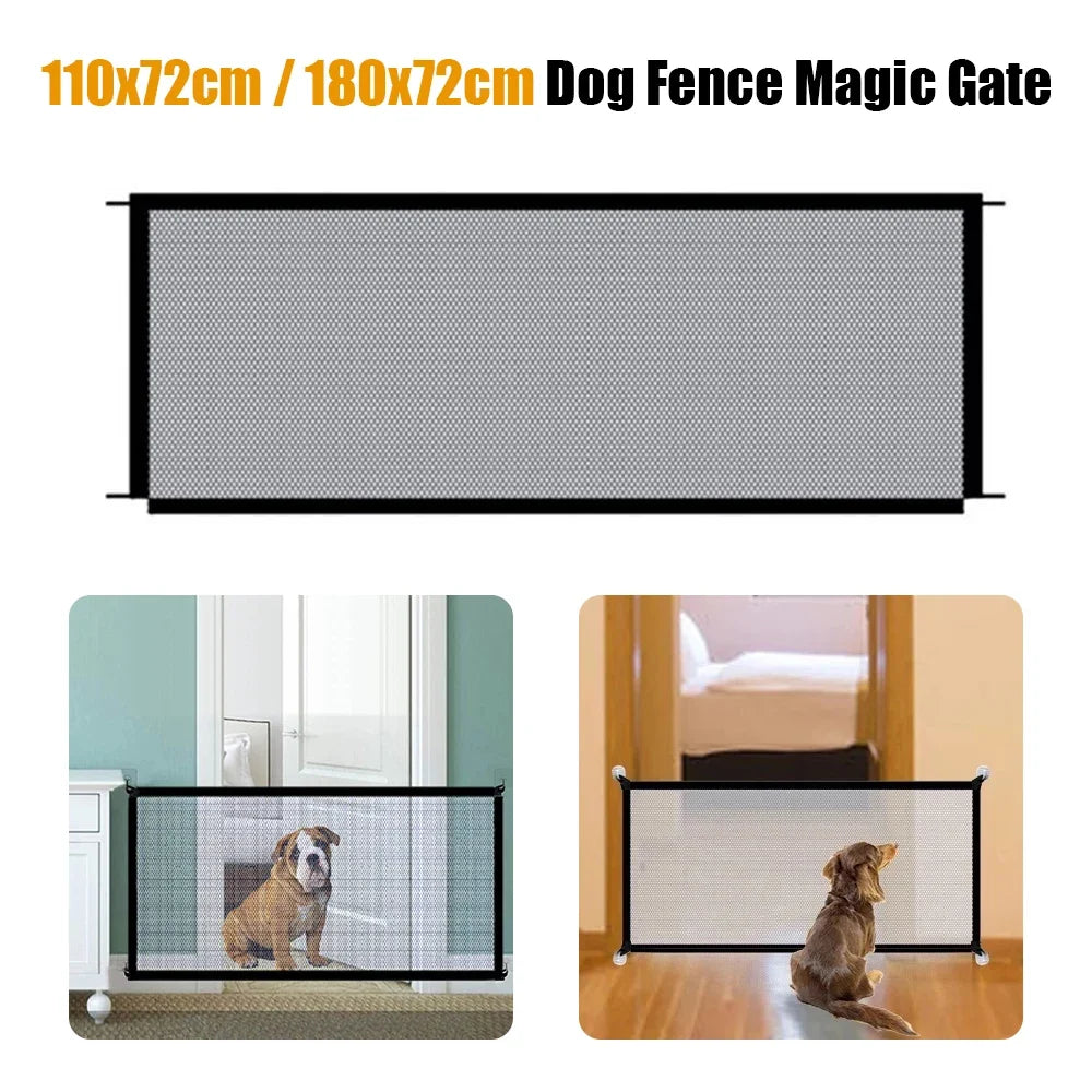 Pet Dog Barrier Fences Pet Isolated Network Folding Breathable Nylon Mesh Pet Isolated Network Stairs Gate Safety Fence 2 Sizes - Majestic Pet Kingdom