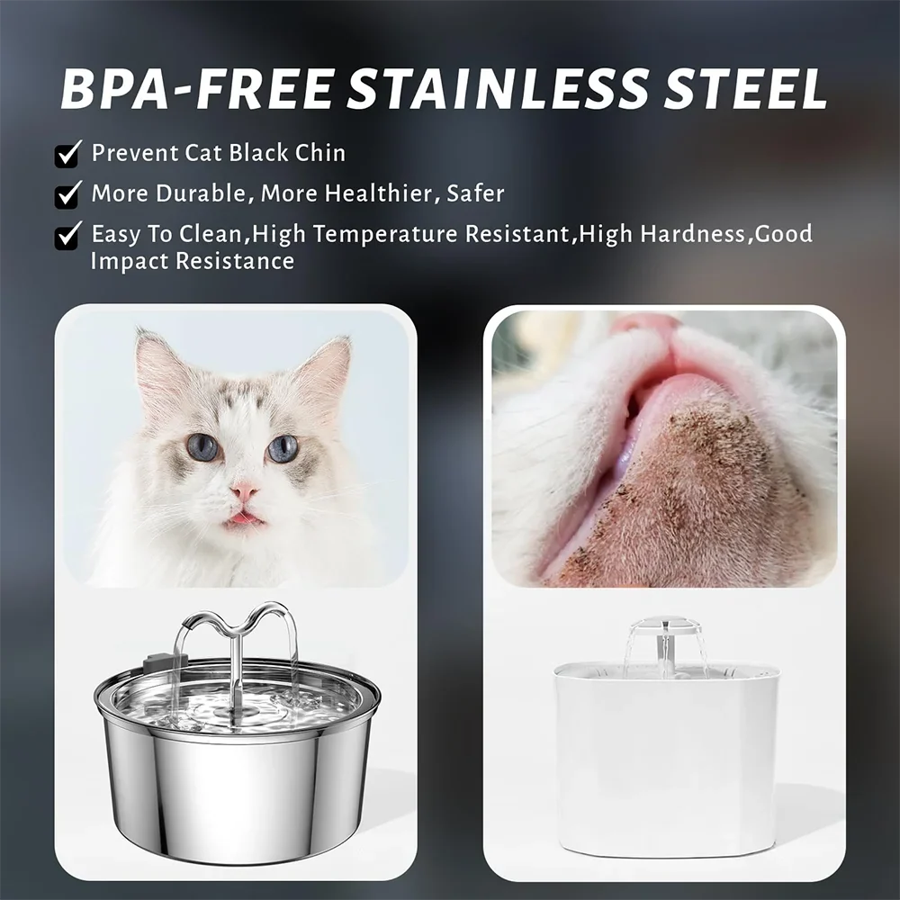 Majestic Pet Kingdom - 3L Cat Water Fountain Stainless Steel Pet Water Fountain with Automatic Water Fountain for Cats Inside Dog Fountain Dispenser View 2