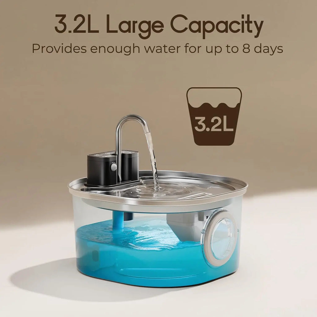 3L Stainless Steel Wireless Recharging Sensor Cat Water Fountain Auto Drinking Fountain For Cats Dog Drinker Pet Dispenser Bowl - Majestic Pet Kingdom