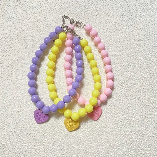 Dog Pearl Necklace Collar Princess Heart Pendant Pet Chain - Main Feature View | Majestic Pet Kingdom