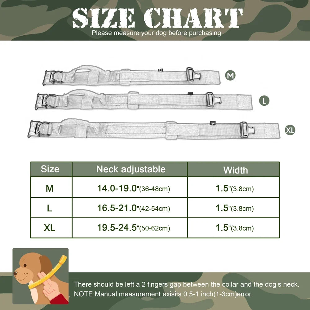 Military Tactical Dog Collar Nylon Dogs Collars Durable Pet Training Necklace Adjustable For Medium Large Dogs French Bulldog - Khaki | Purrfect Pet Kingdom