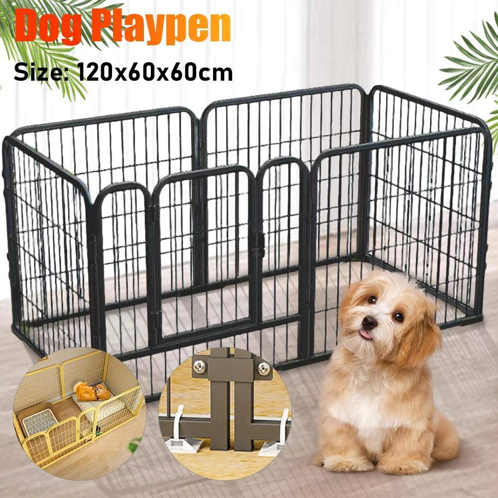 6 Panels Dog Fence Playpen Foldable Exercise Puppy Kennel Cage Heavy | Majestic Pet Kingdom™